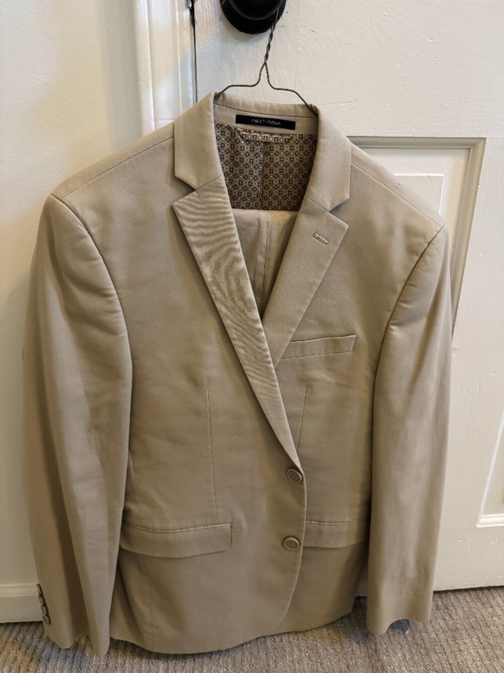 Bar III Tan Cotton Stretch Slim Suit 38S 30x30